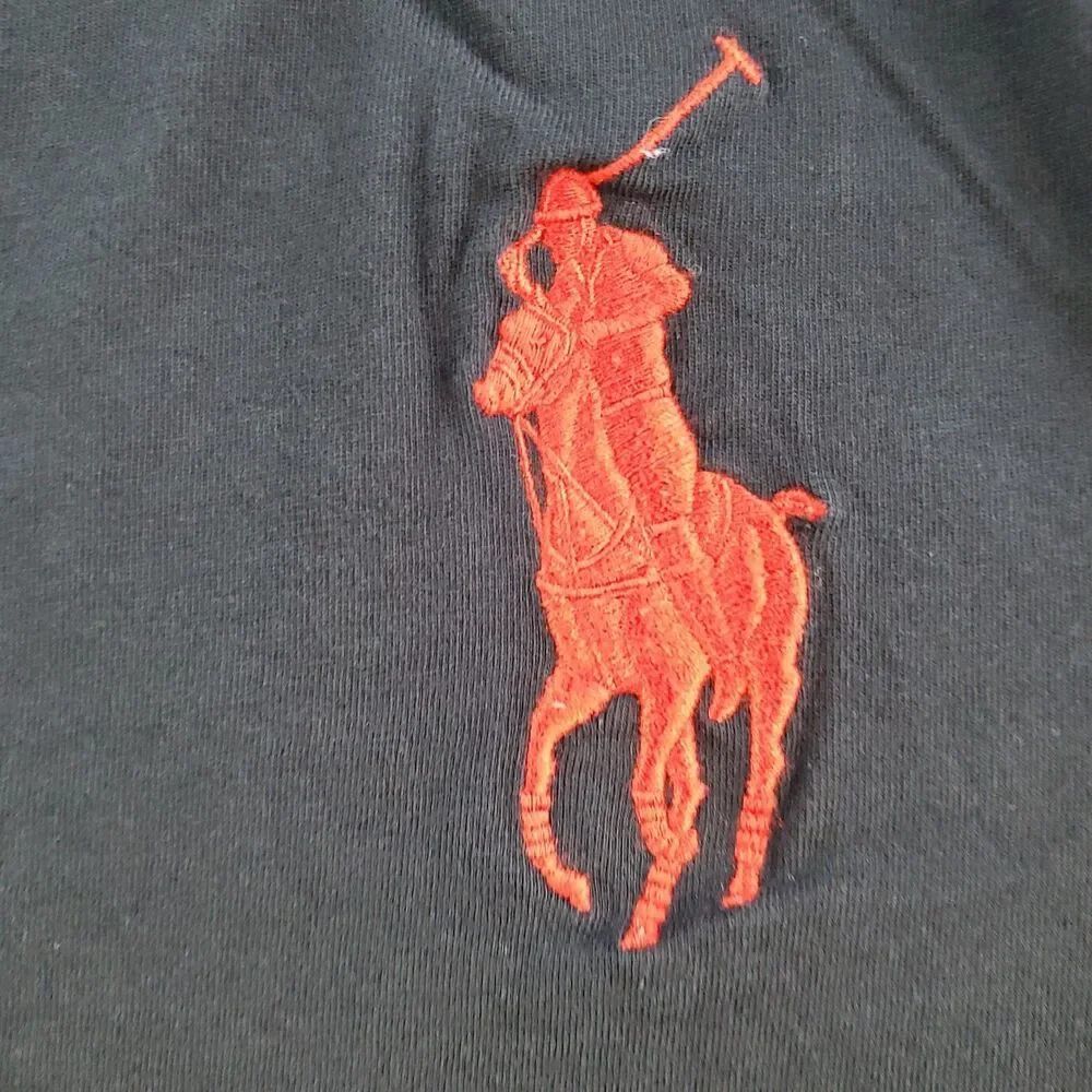 Polo Ralph Lauren T-Shirt Boys Medium Long Sleeve Tee Red Big Pony #3 Logo Black